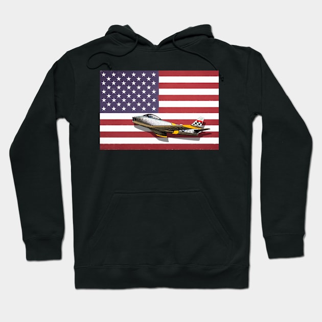 North American Sabre on the US flag Hoodie by Pitmatic